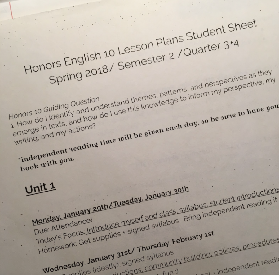 The current Honors English lesson plans will be replaced by a new curriculum that fits into the normal English class.