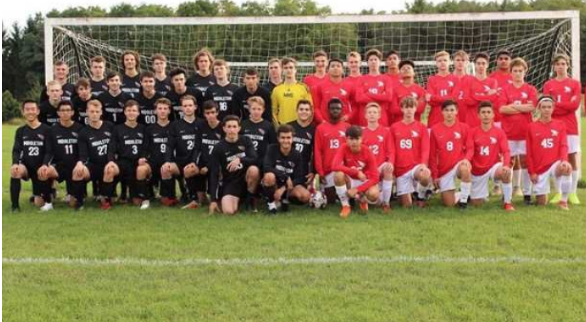 The MHS Soccer JV senior squad (black jerseys) and varsity reserve (red jerseys) will face off in El Clasico on October 14 at 7:30 pm.