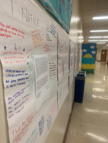 After the Voices of Color class opened a discussion on the STAR testing incident, posters were opened up to the rest of the school to gauge reactions.