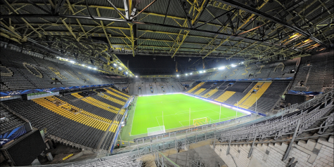 Borussia Dortmund’s Signal Iduna Park in Dortmund Germany. Completely empty, just like Saturday when the Bundesliga started up again.