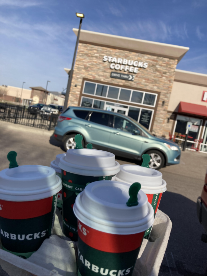 I love this cup display ! - Picture of Starbucks, Rio Grande