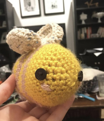 Leaders of the MHS Knit and Crochet Club have many impressive creations but among the cutest is Annie Leffel’s crocheted bee.