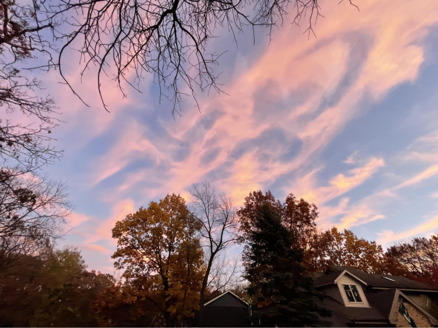 Picture of a fall sunset, when it starts to get darker earlier. 