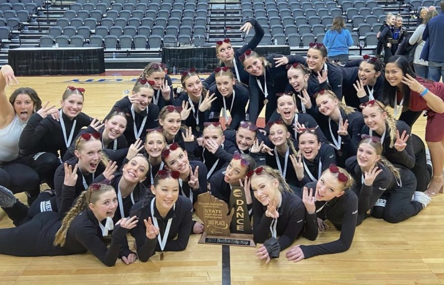 Middleton Dance Team at state with their 3rd place trophy!
