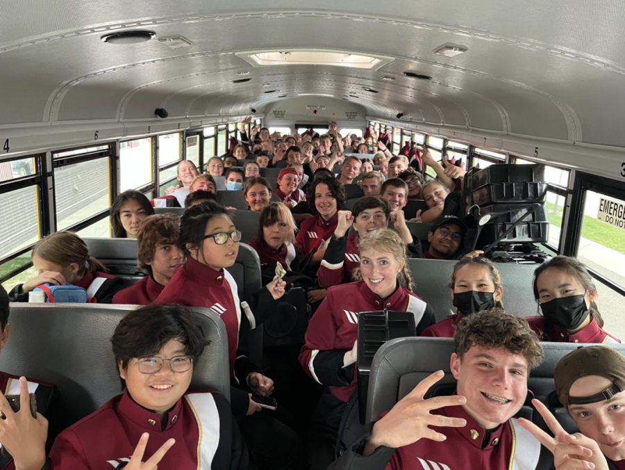 The bus was cramped on the way to Waukesha South, the location of the Middleton High School marching bands first competition this fall. 