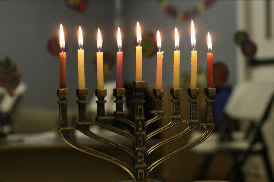 This is a menorah, also known as a hanukkiyah, and it is usually lit was a ninth candle called a shamash or the helper.
