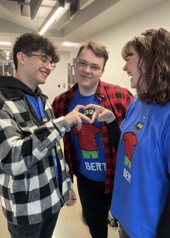 Westerlund poses with fellow students Nico Campo (12) and Katelin Gaffaney (12), all donning their Bert Shirts. They wore this for Bert Shirt Friday, a weekly occurrence created by Westerlund in which everyone who has a Bert Shirt wears it to school.
