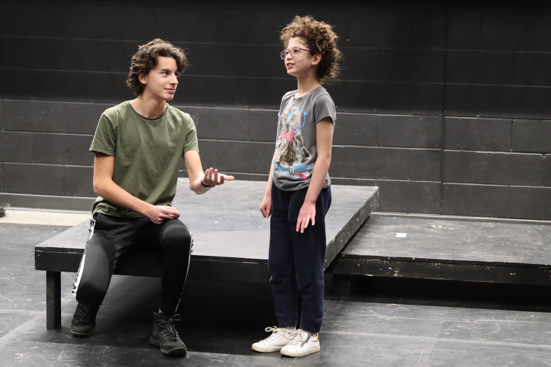 Matias Picasso (11) and Sasha Greenberg (4) have a conversation as the Rose Casts Aviator and Little Prince.