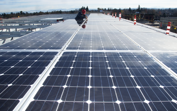 Solar panels like these are set to be installed on the roofs of Pope Farm and Elm Lawn elementary schools. Photo from Creative Commons