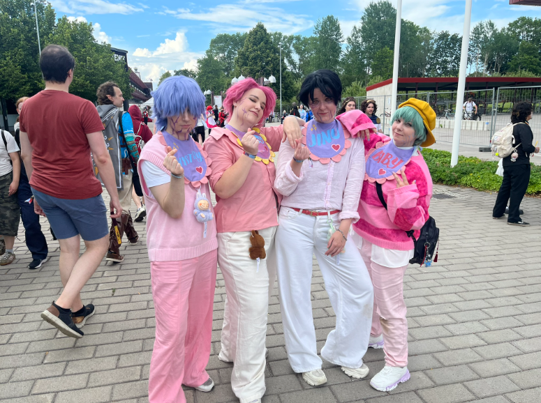 "K-Pop Demon Hunters" fans cosplaying as the Saja Boys, the main rivals of Huntr/x in the film.