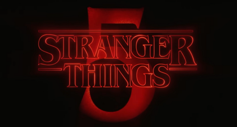 The "Stranger Things" season five title card, which premiered in late November.