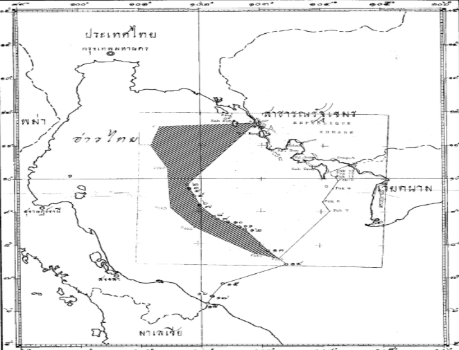 A map showing overlapping claims of land in Cambodia and Thailand. 

