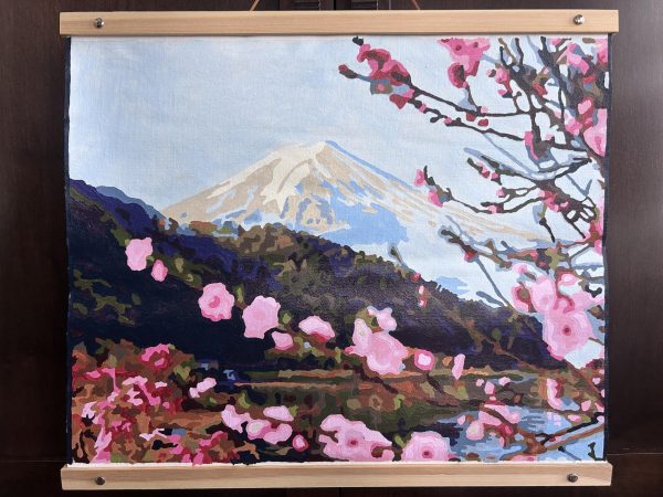 Cherry Blossoms Over Mountains