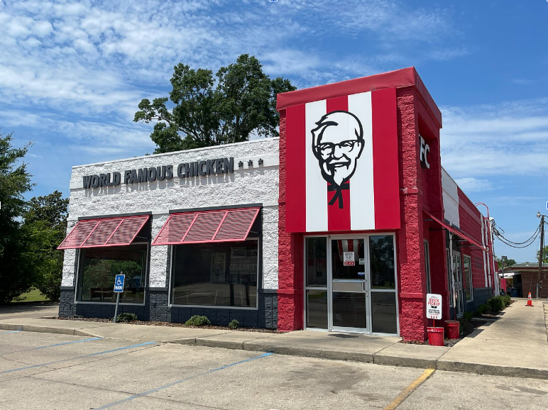 A KFC drive-through restaurant, taken on May 18, 2026 in Tallulah, Louisiana.